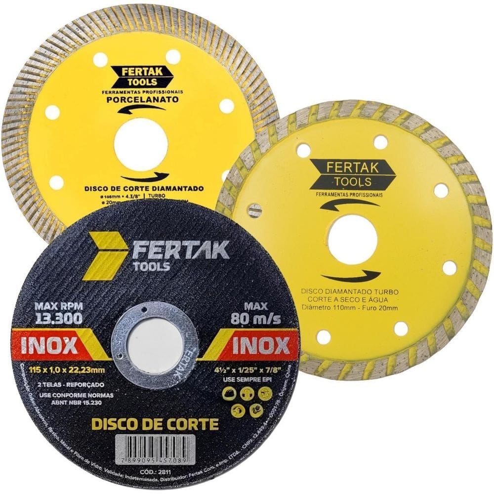 Disco Corte Porcelanato + Diamantado Turbo + Metal Aço Inox