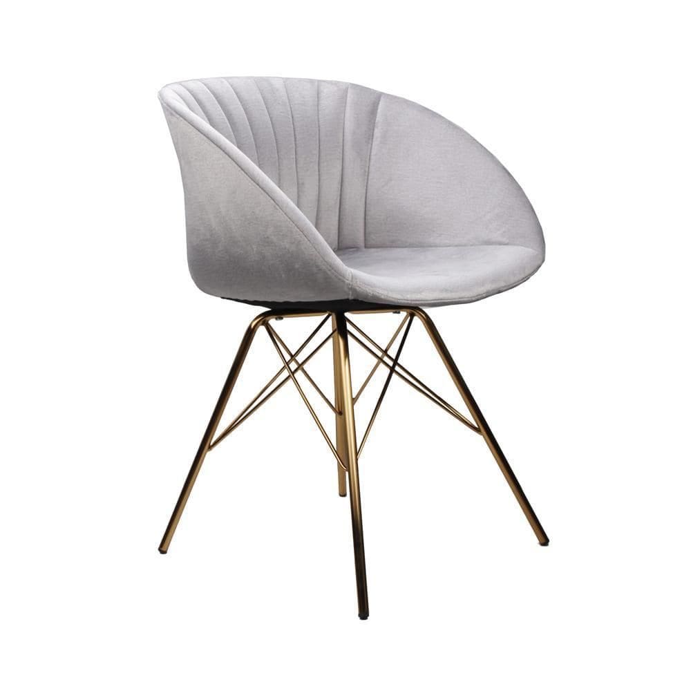 Cadeira de jantar poltrona eleonora veludo rivatti - cinza