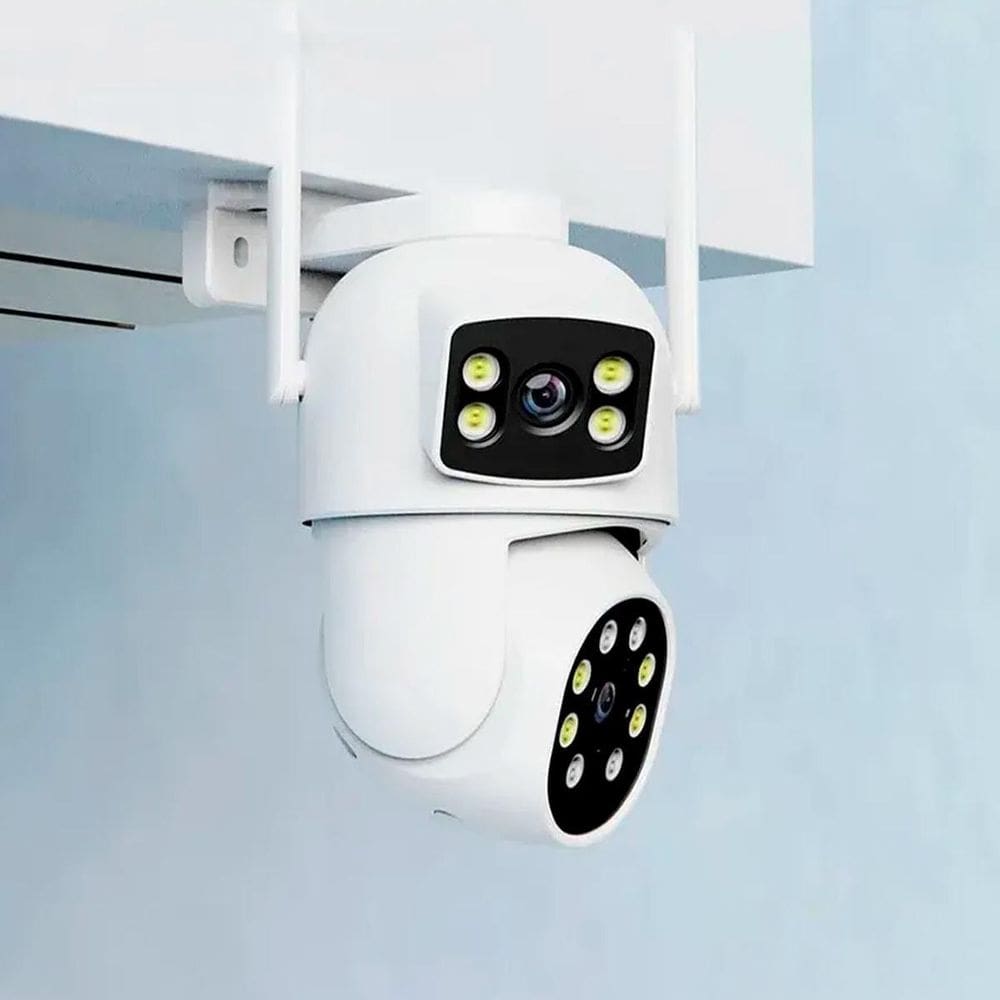 Câmera Vigilância Wifi Branca Detecção Dupla