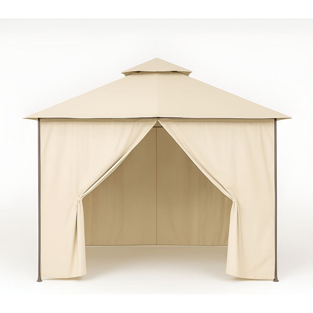Tenda Gazebo 3x3m Em Aco Com Cortinas Em Poliester Ventura Bege