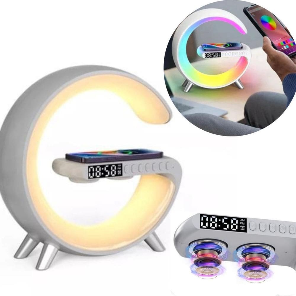 Luminária Speaker Carregador E Caixa De Som -