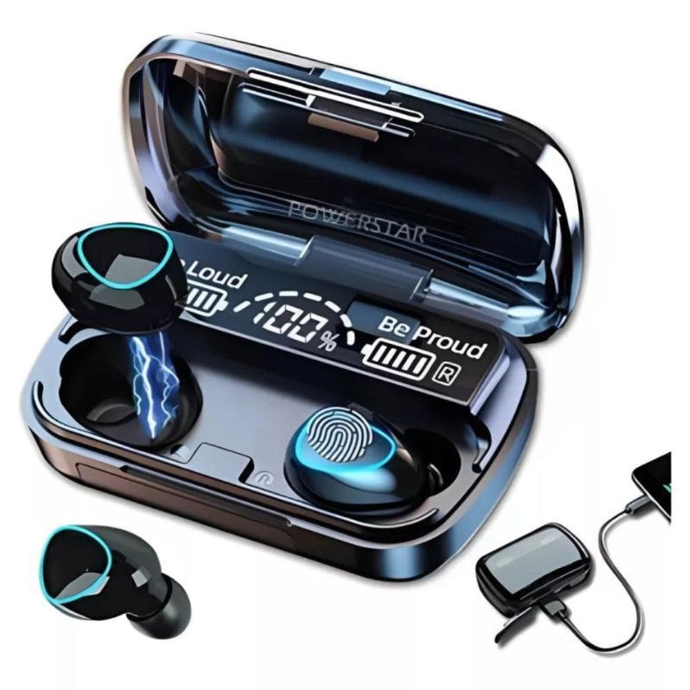 Fone De Ouvido M10 Bluetooth 5.3 - Power Bank Cor Preto