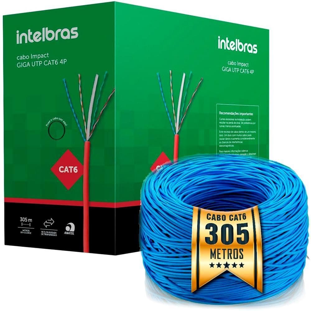 Caixa Cabo De Rede 305M Utp Cat6 Intelbras Ig6Caz Azul Cobre