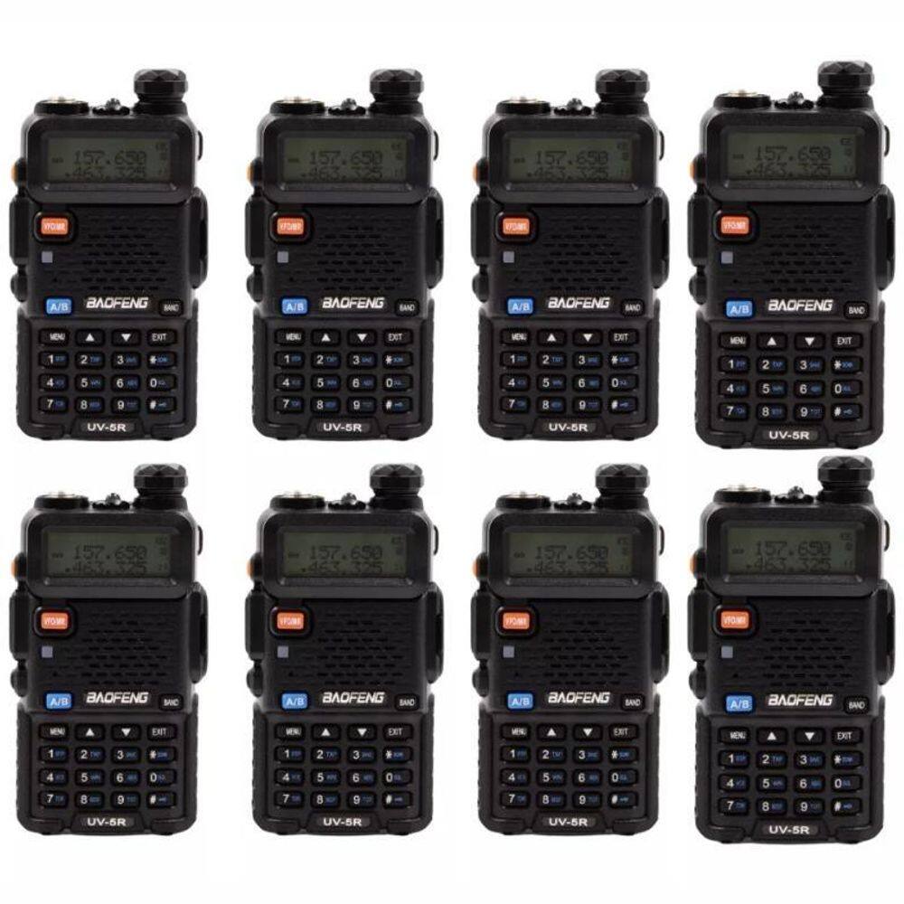 Kit 8 Rádio Comunicador Uhf/Vhf Walkie Talkie Baofeng Uv-5R