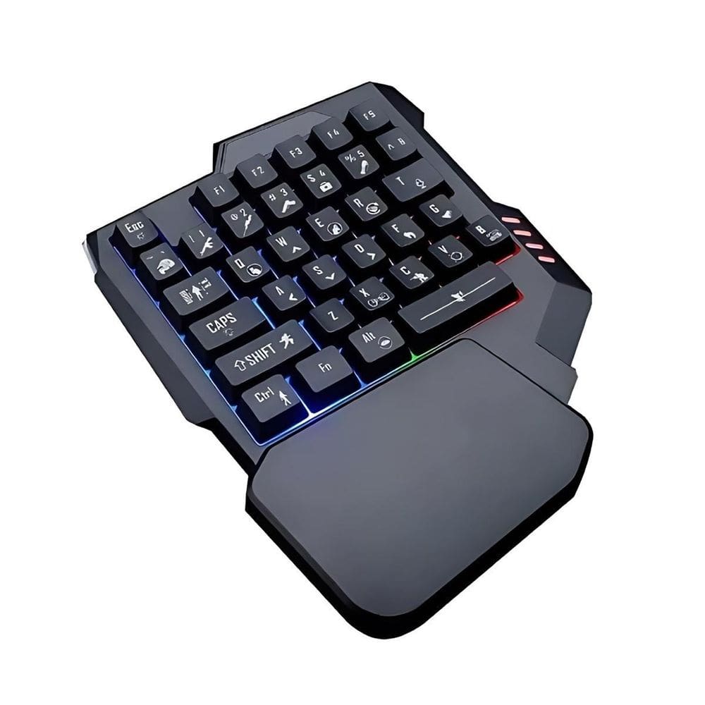 Teclado Gamer Rgb Uma Mão Semi Mecânico Jogos Usb