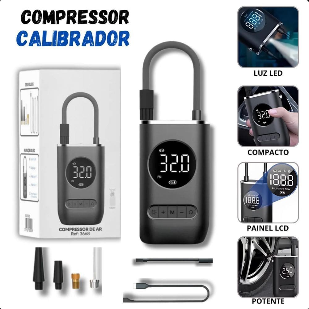 Bomba De Ar 150 Psi Automotiva Compacta Sem Fio