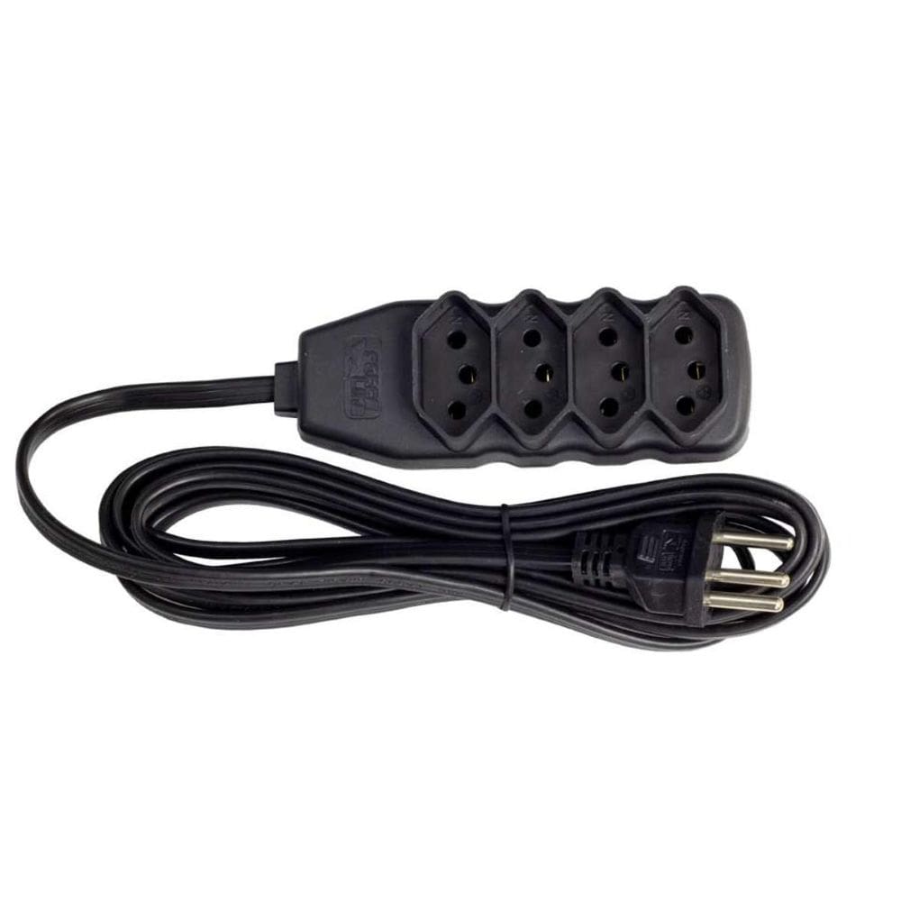 Extensão 4 Tomadas Slim 3M Bivolt Preto Force Line
