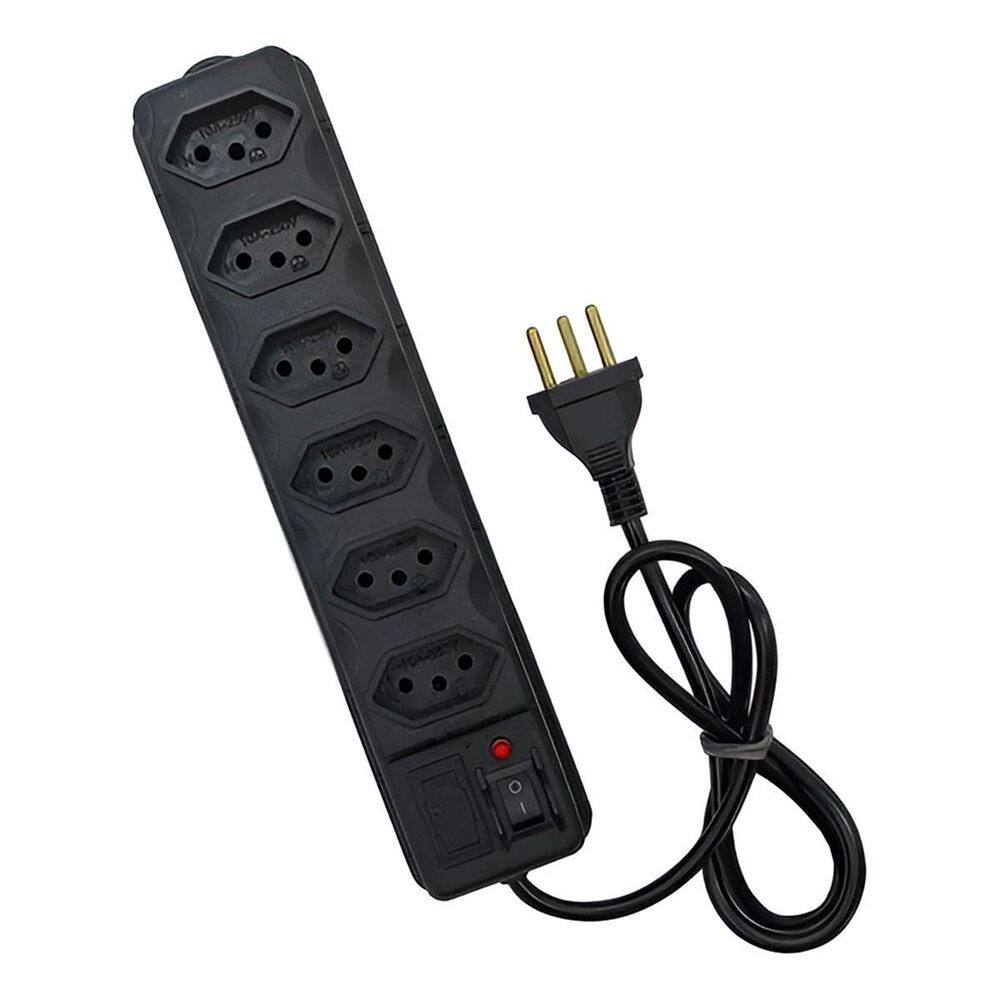 Régua De Tomadas Filtro De Linha 6 Saídas 1M Bivolt Preto