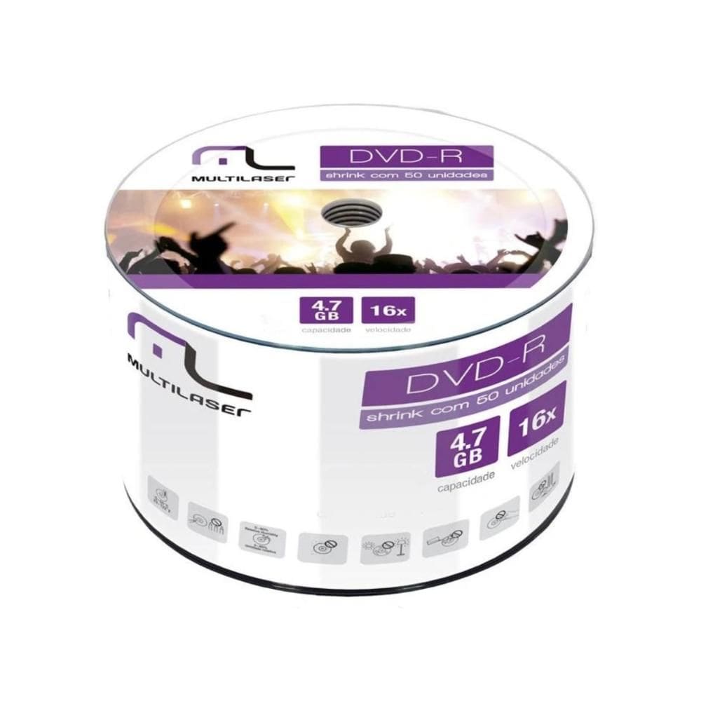 Midia Dvd Multilaser, 4.7Gb -  Dv061, 50Unidades