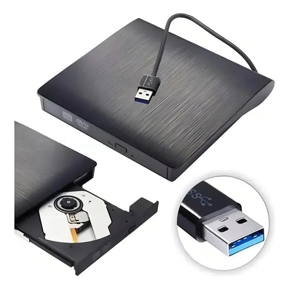 2X Leitor & Gravador Cd Dvd Drive Externo Usb 3.0 5Gbps Slim