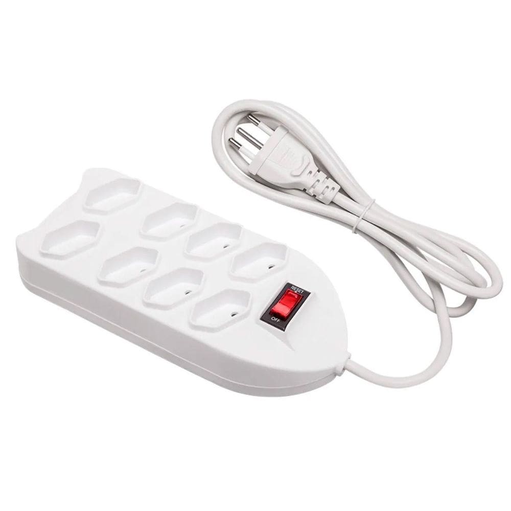 Régua De Tomadas 8 Saídas Com Cabo 2 Metros Para Escritórios