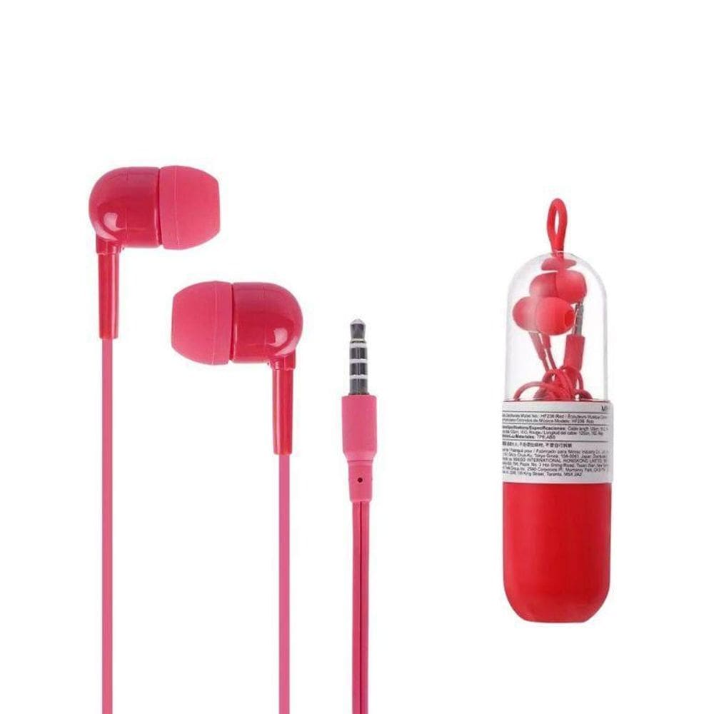 Fone De Ouvido Vermelha Confortável C/Fio Estojo Conector P2