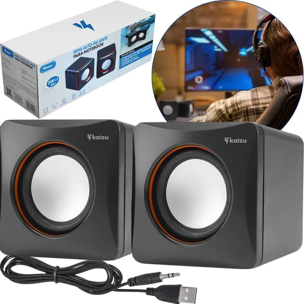 2X Caixa Caixinha De Som Potente Para Computador Subwoofer P