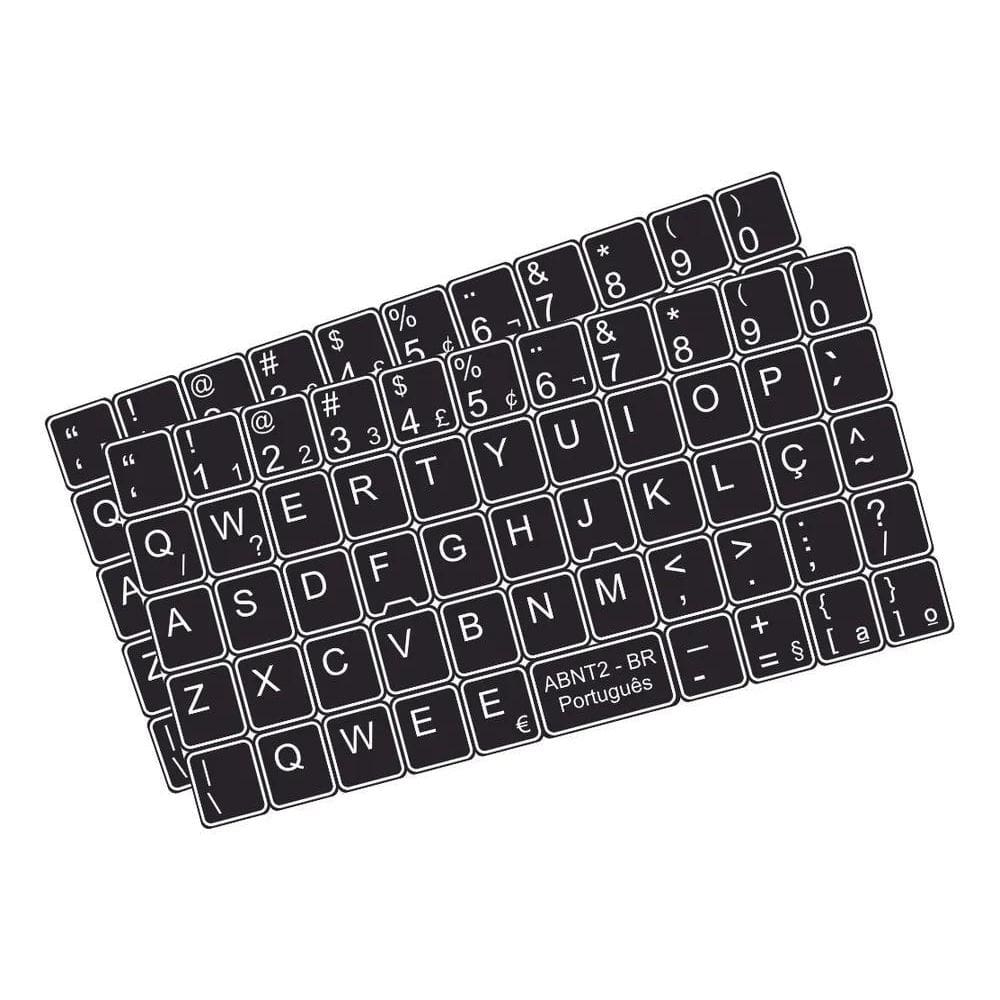 2X Kit 2 Adesivos Para Notebook Teclado Pc Etiquetas Abnt2 M
