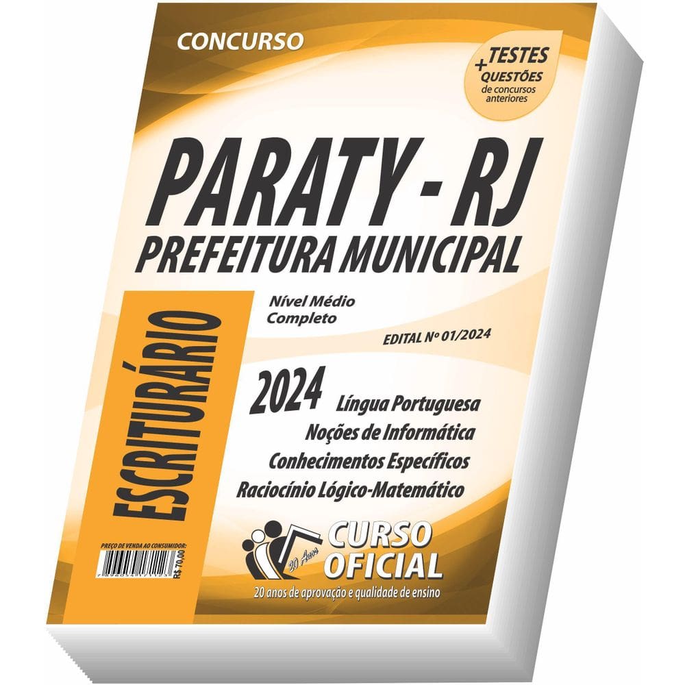 Apostila Prefeitura De Paraty - Rj - Escriturário
