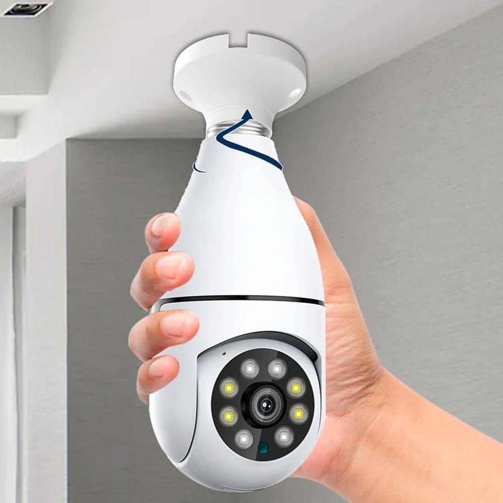 Câmera Ip 360 Giratória Com Wifi E Lâmpada De Segurança