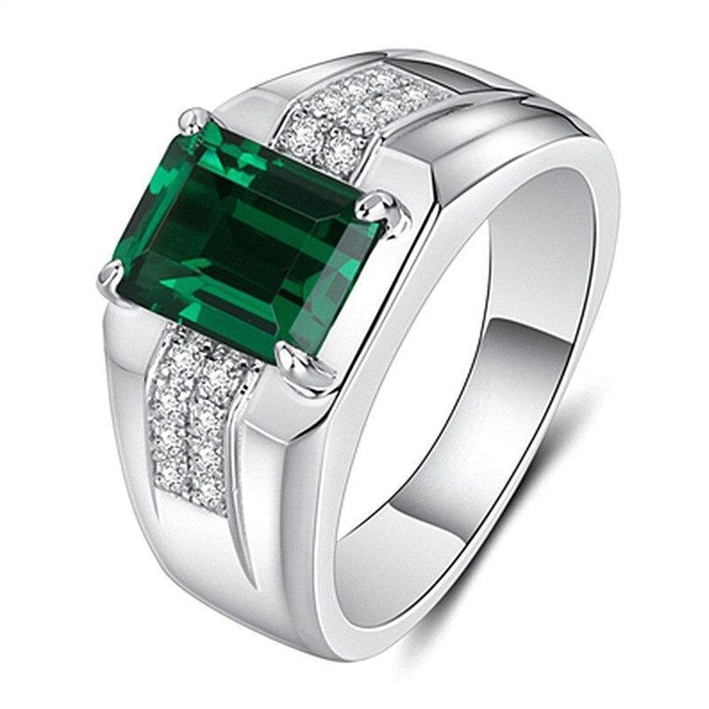 Anel Prata 925 Esmeralda Fusion Zircônia Ajustável