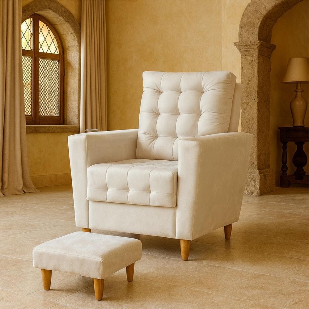 Poltrona de Amamentação Melissa Puff Bege Claro