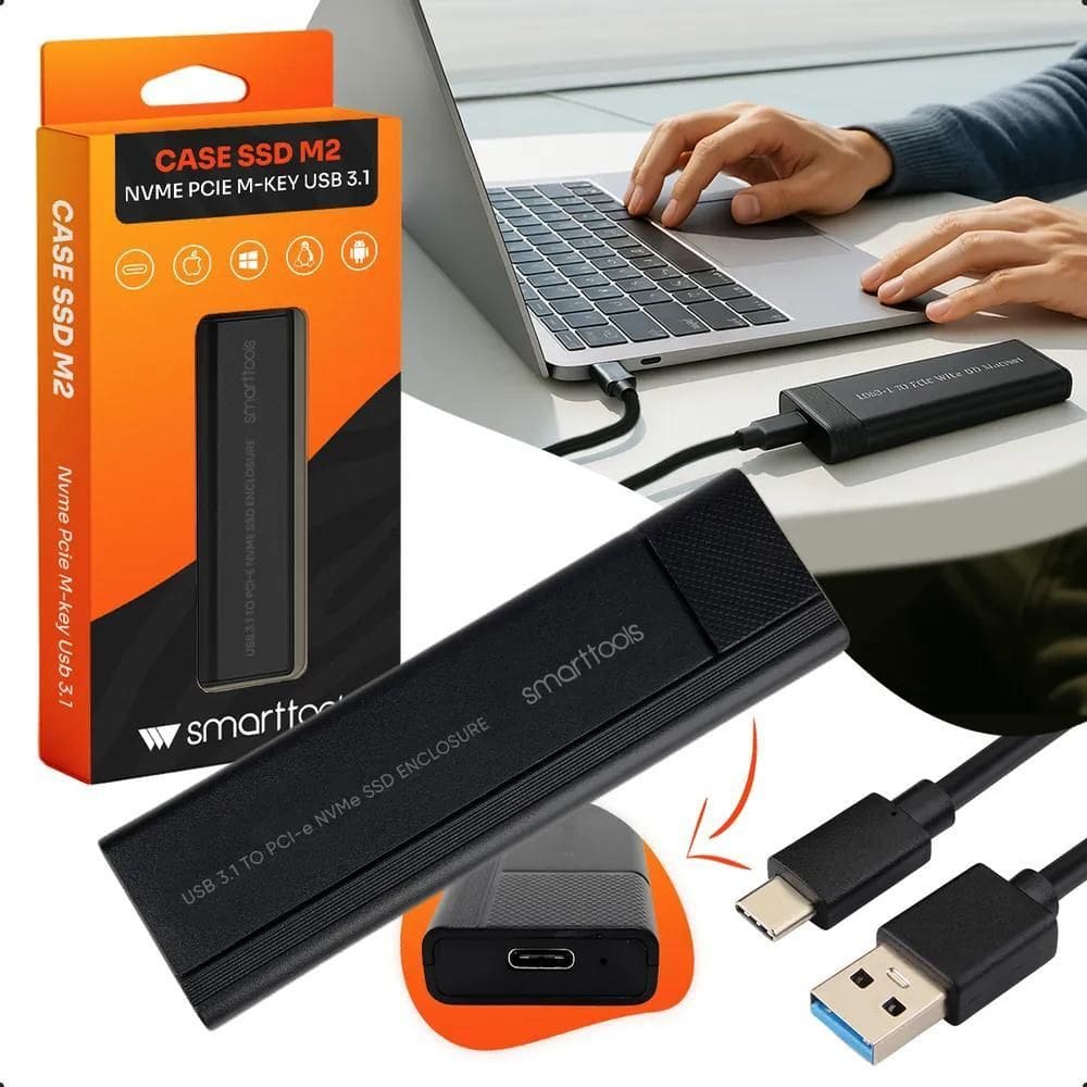 2X Case Ssd M2 Nvme Pcie M-Key Usb 3.1 Adaptador Gaveta 10Gb