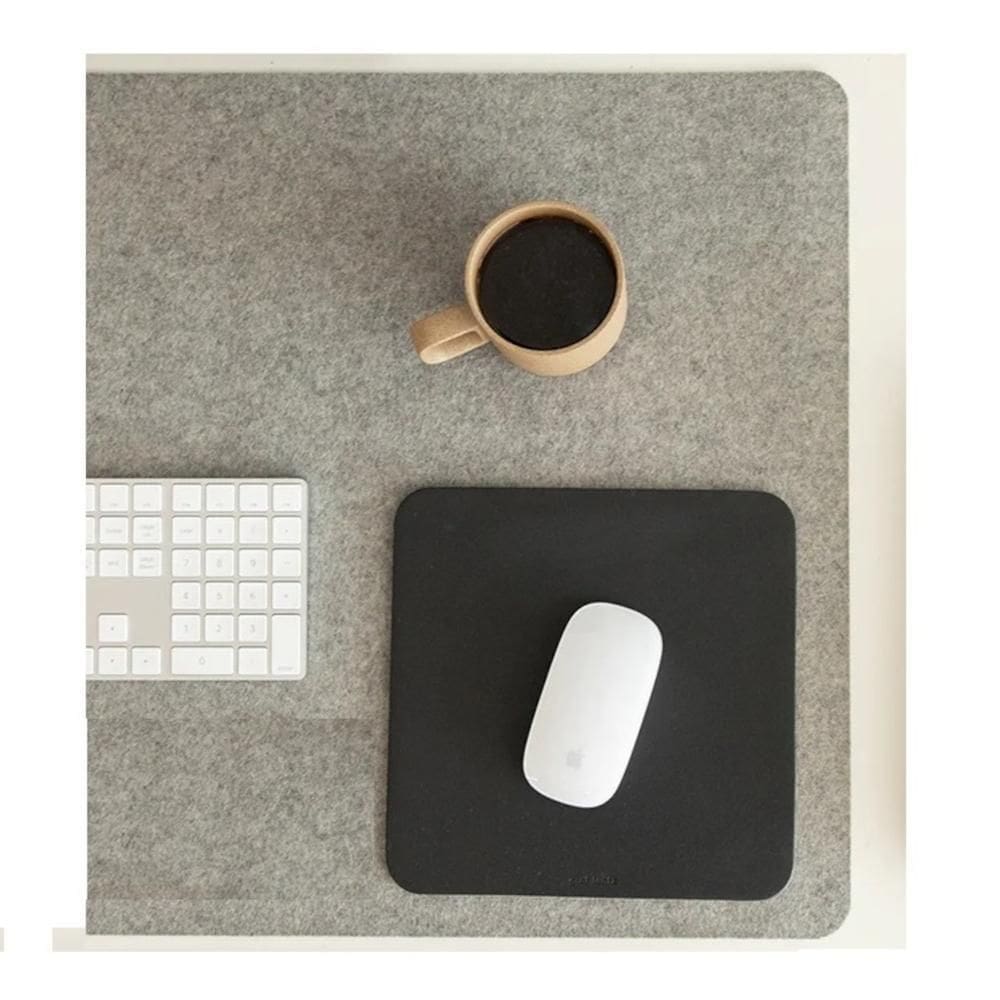 Mouse Pad Tapete Mesa Couro Impermeavel 30X25 Com Porta Copo