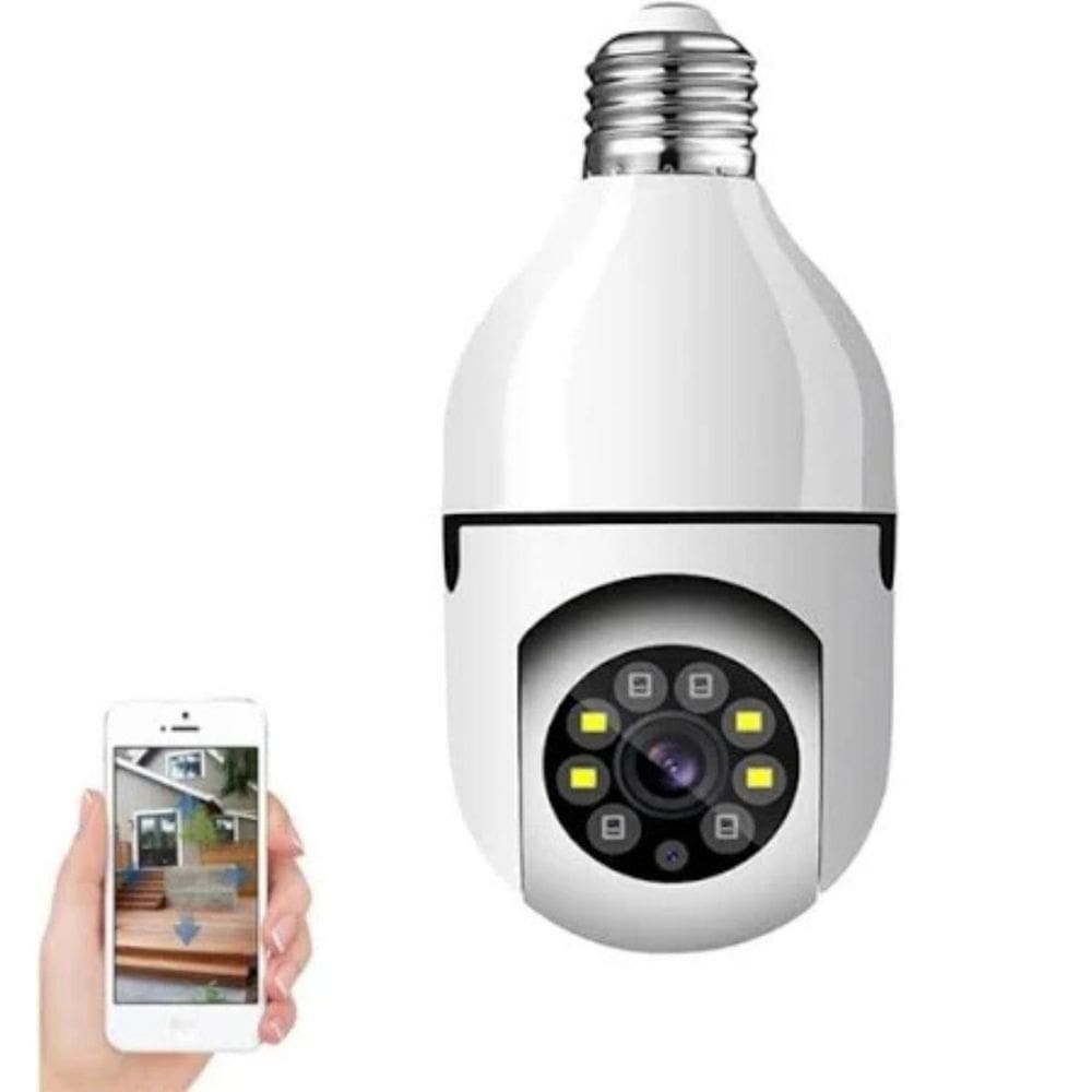 Câmera Wi-Fi Full Hd Em Formato De Lâmpada Com Giro Ptz
