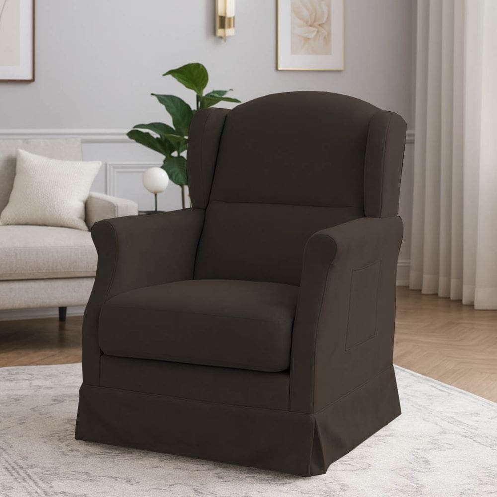 Poltrona Serena Amamentação Balanço e Puff Marrom