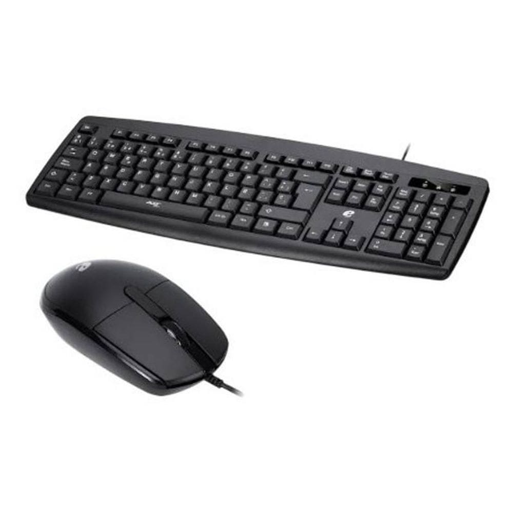 Kit Teclado Abnt2 E Mouse Ergonômico Com Fio Preto Eak030