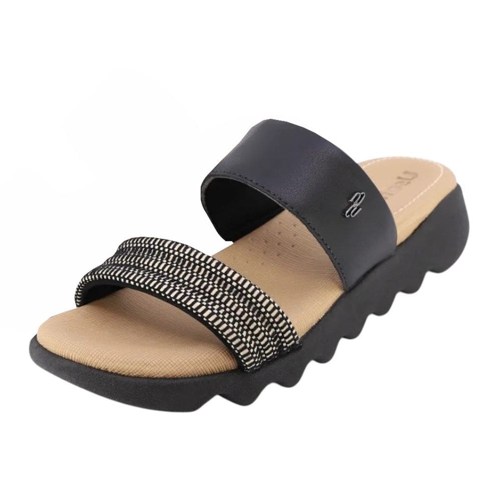 Chinelo Rasteiro Feminino Conforto Texturizado Couro Usaflex