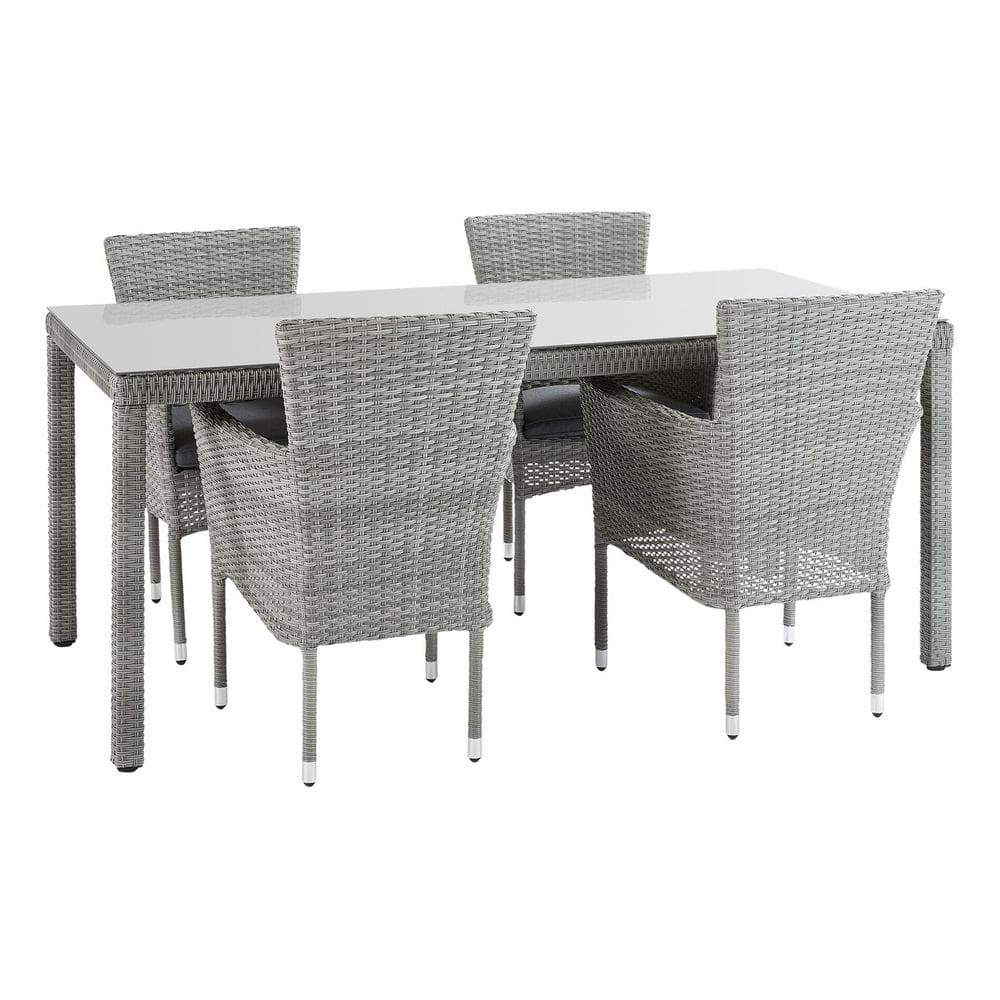 Conjunto De Jardim Aluminio Cinza 5 Pecas Mesa E 4 Cadeiras