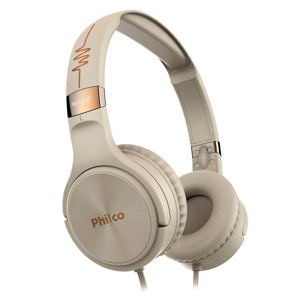 Fone Ouvido Fio Philco Pfo02G Wave Flat Gold Dourado Bivolt