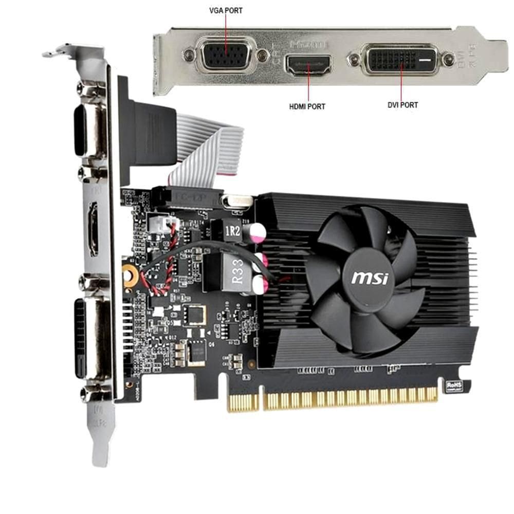 Placa Vídeo Geforce Gt710 2Gb Ddr3 64Bits Hdmi Vga Dvi-D Lp