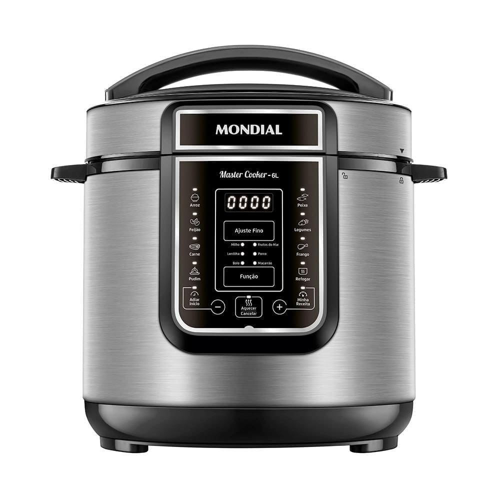 Panela de Pressão Elétrica 6L Mondial Master Cooker PE60 Preta Inox 220V