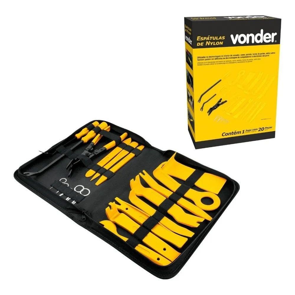 2X Jogo Espátulas Nylon E Chaves Som Automotivo 20 Pç Vonder