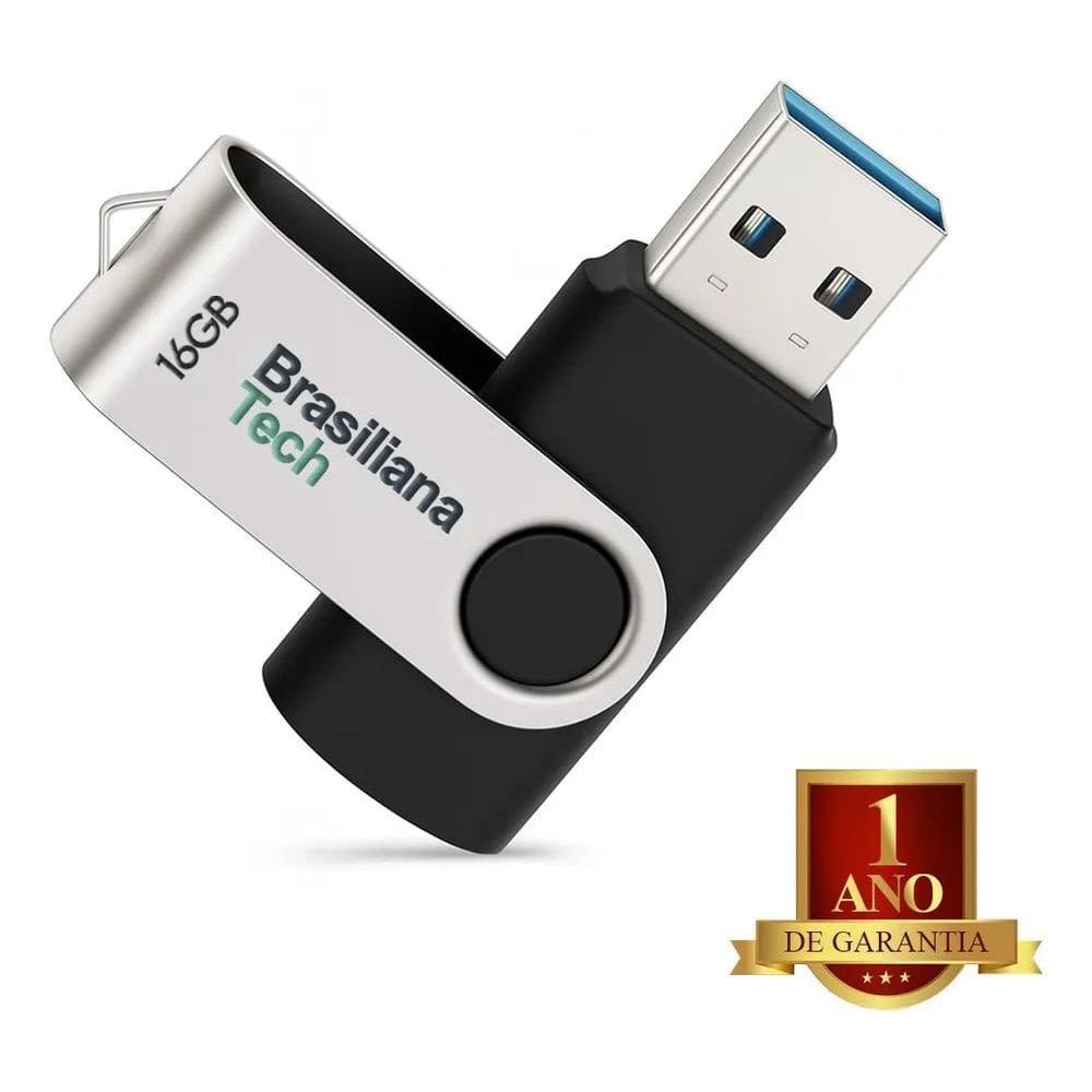 2X Pendrive 16Gb Usb 2.0 Preto Pen Drive Compacto Leve Rápid