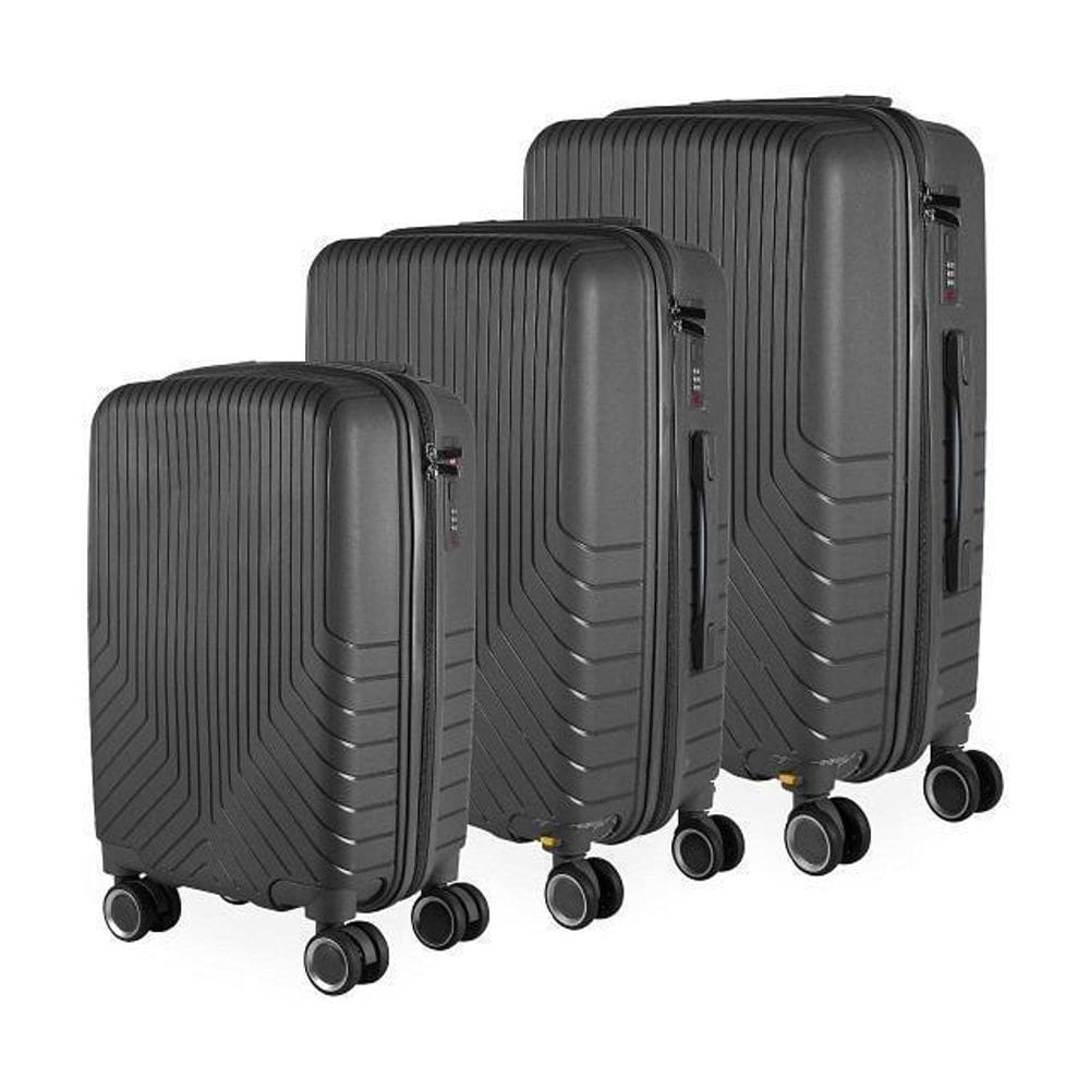 Conjunto Malas P M G Polipropileno Inquebrável Grafite