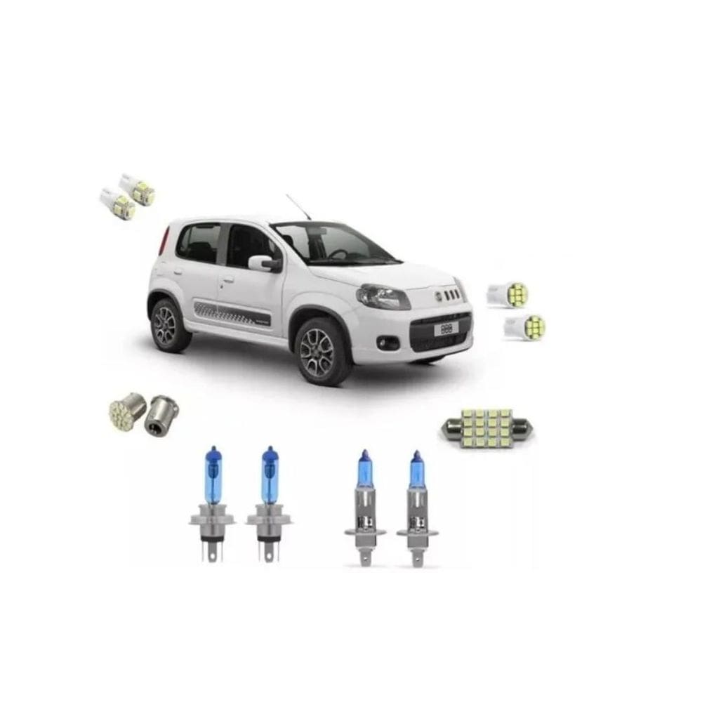 Kit Farol Super Branca + LED Uno Vivace - H4 H1 55W 12V
