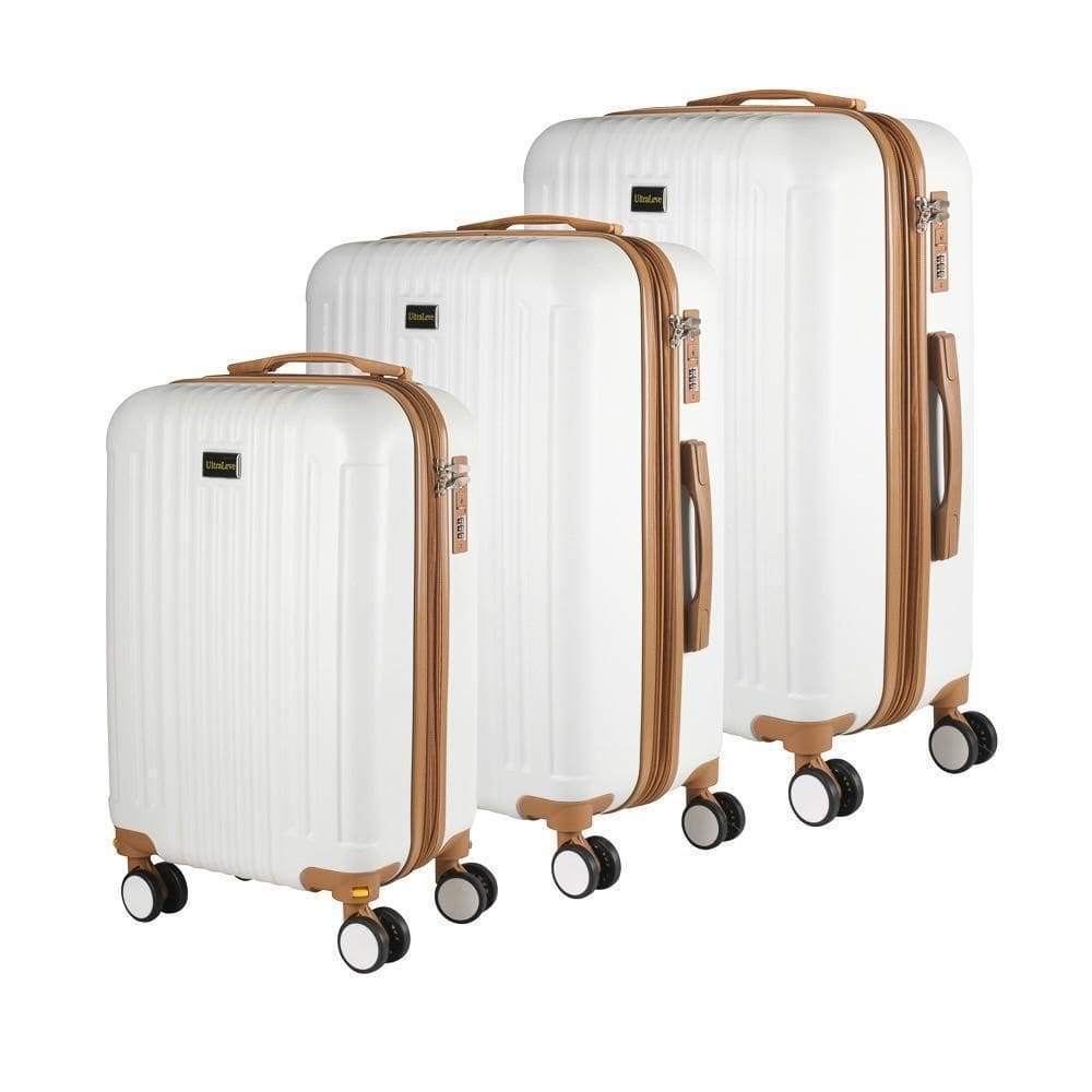 Conjunto 3 Malas 35Kg +23Kg +10Kg Expansível Branca Maldivas