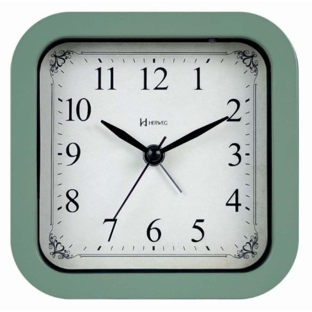 Relógio Despertador De Mesa Luz Silencioso 2653 Verde Sálvia