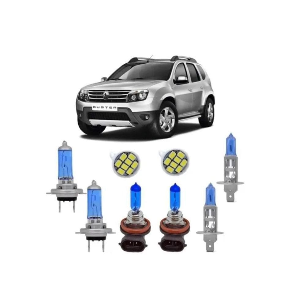 Kit Lâmpada Super Branca Duster Alto Baixo Milha