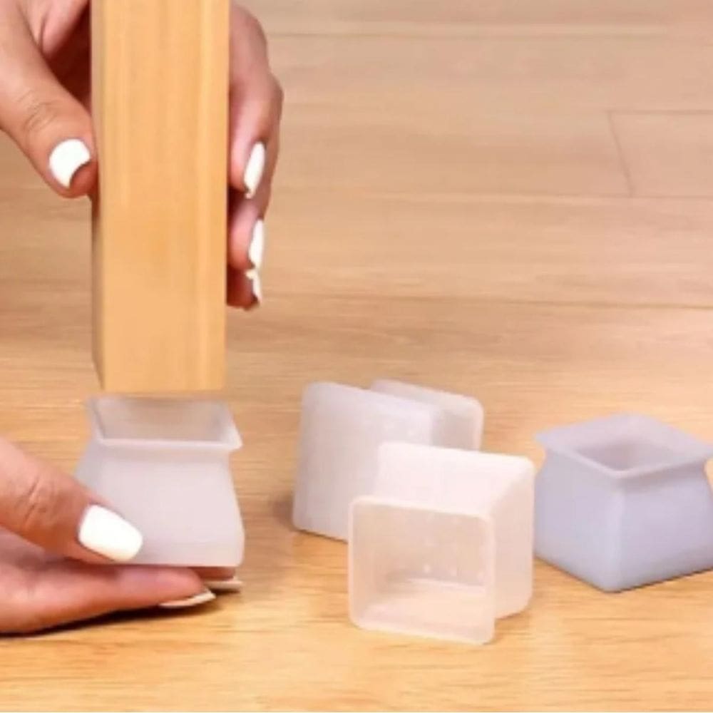 Kit 4 Proteção Pé De Cadeira Protetor Silicone Quadrado