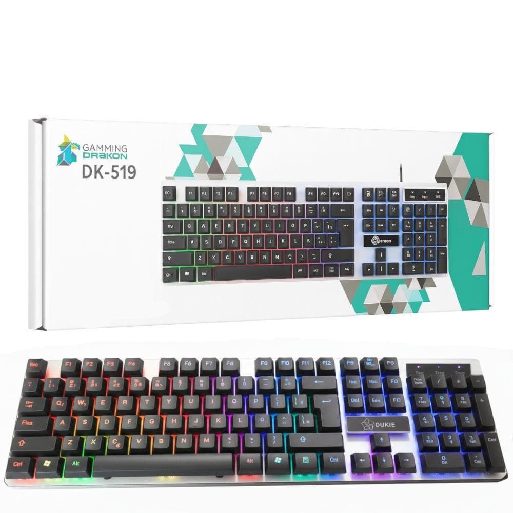 Teclado Usb Dukie K-518 Rgb Membrana Ergonômico