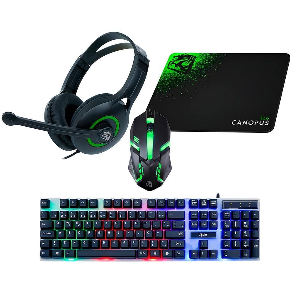 Combo Gamer 4X1 Canopus Teclado Abnt2, Mouse, Headset, Rgb
