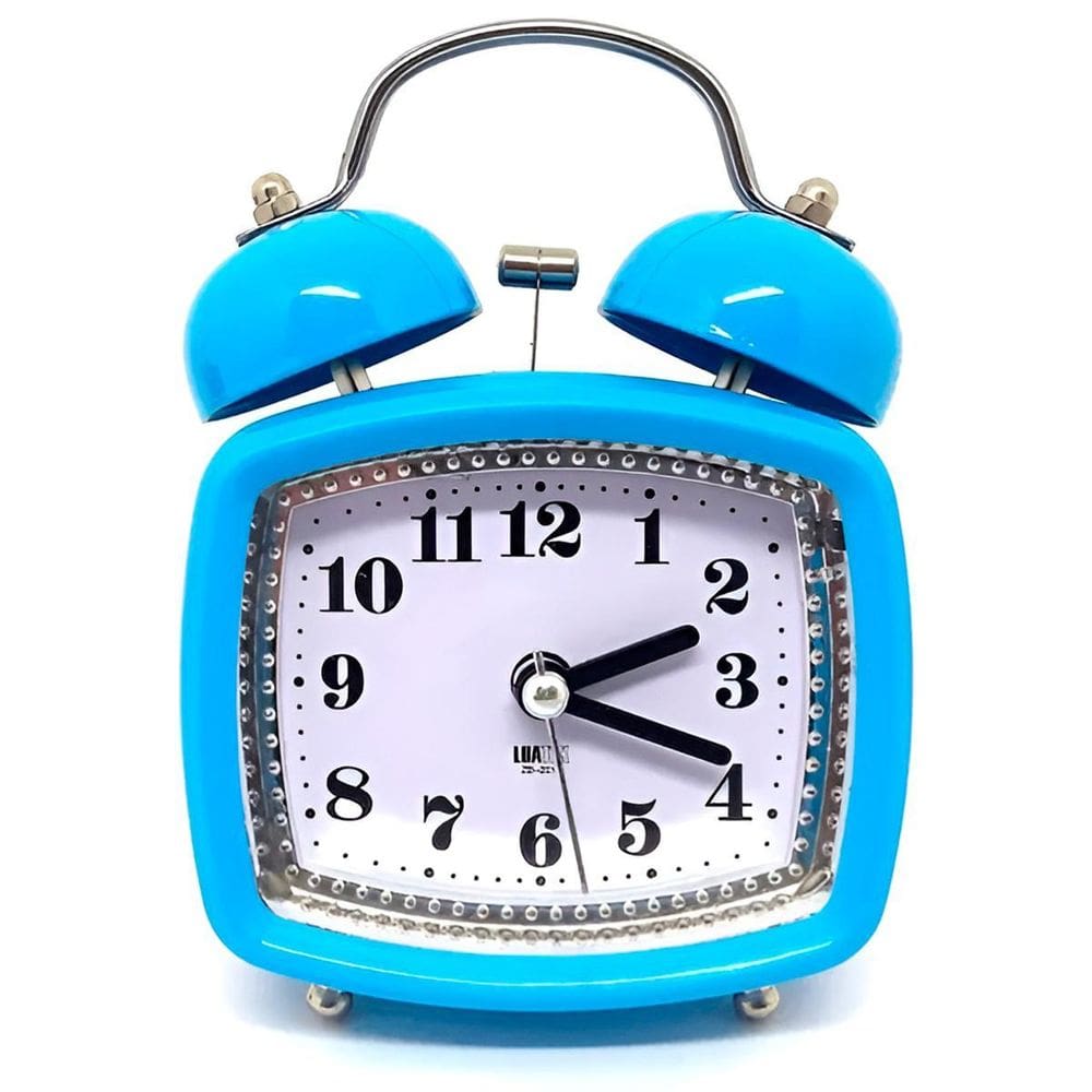 Relógio Despertador Retrô Analógico Azul Pequeno Vintage