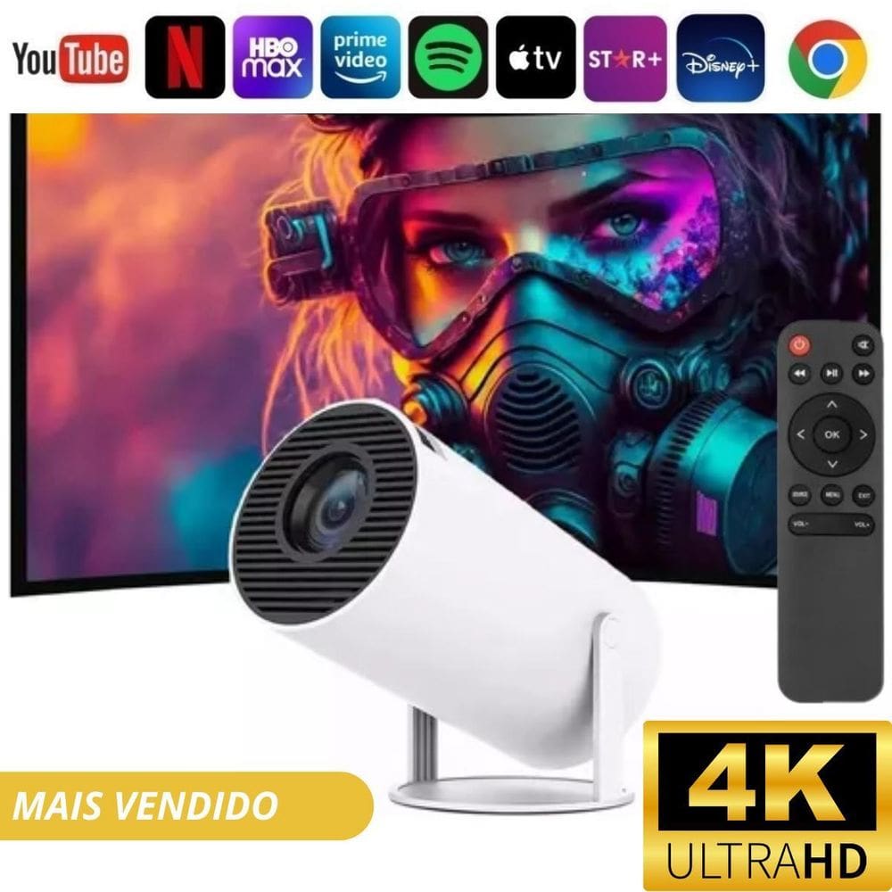 Mini Projetor Portátil 4K Para Espelhamento De Tela