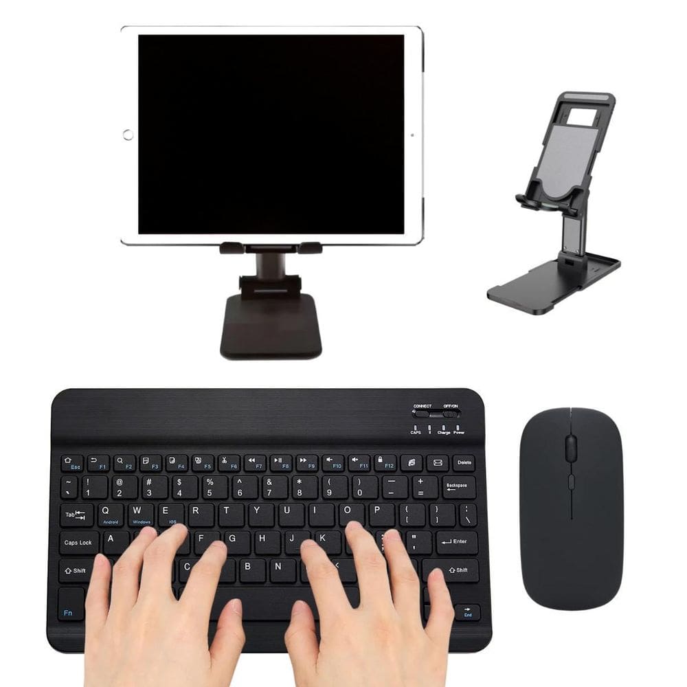 Kit Teclado Mouse Sem Fio + Suporte Para Lenovo Tab M10 Plus