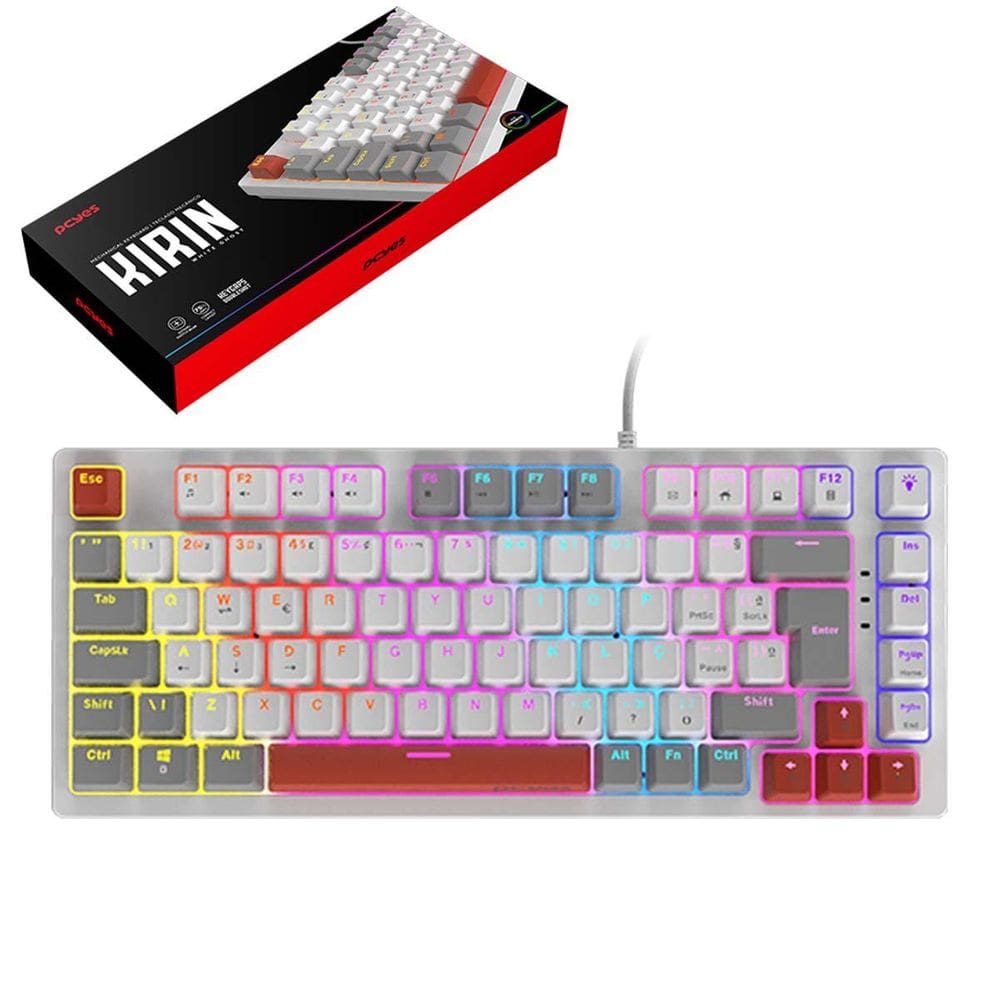 Teclado Mecanico Pcyes 75% Kirin White Ghost Switch Blue