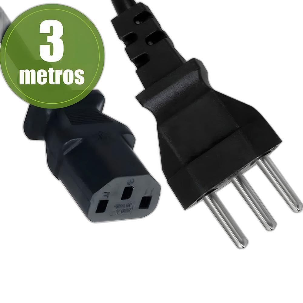 Cabo De Força Tripolar 3 Metros, Para Computador, Impressora