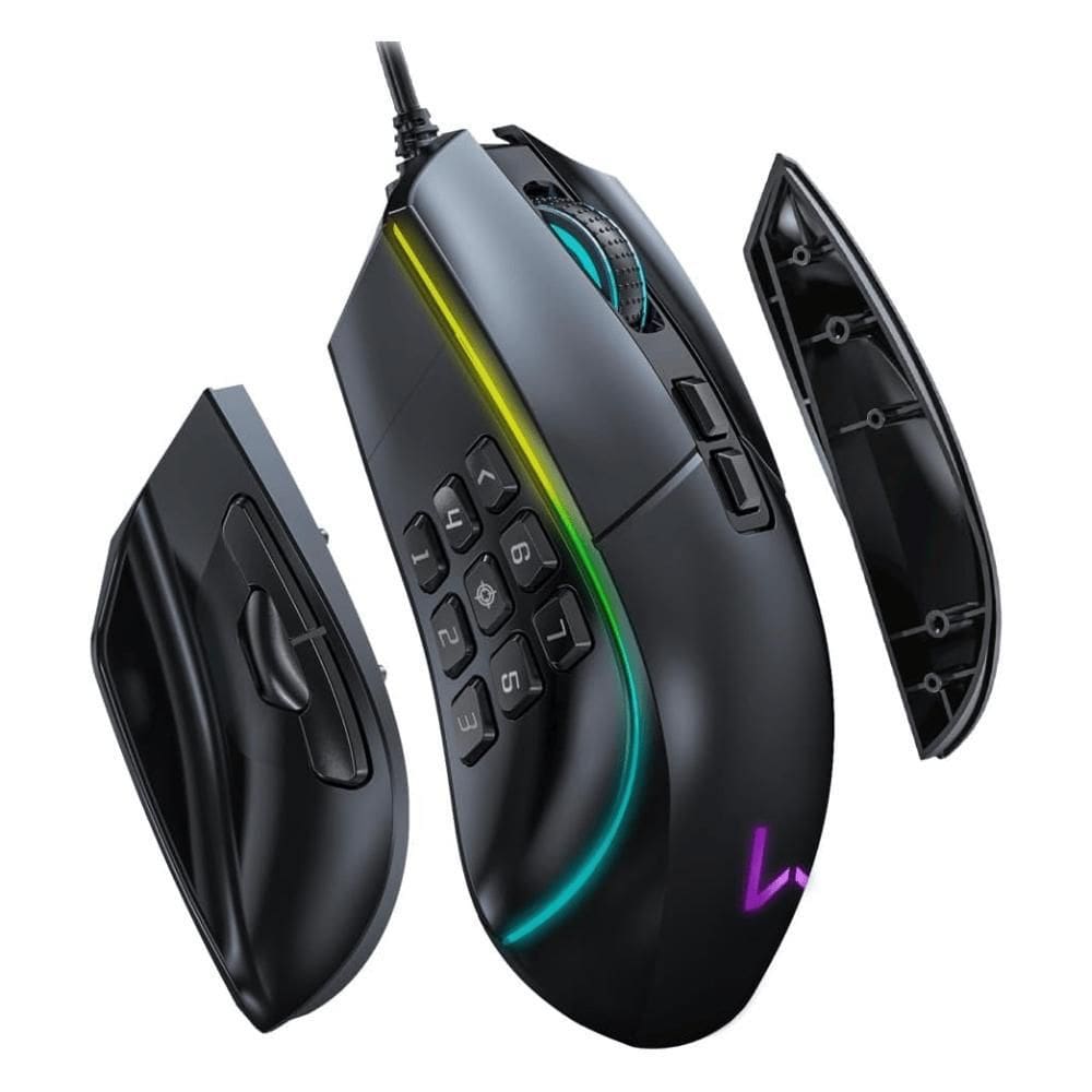 Mouse Gamer Warrior Roff Usb 14 Botões Rgb 10000Dpi Preto