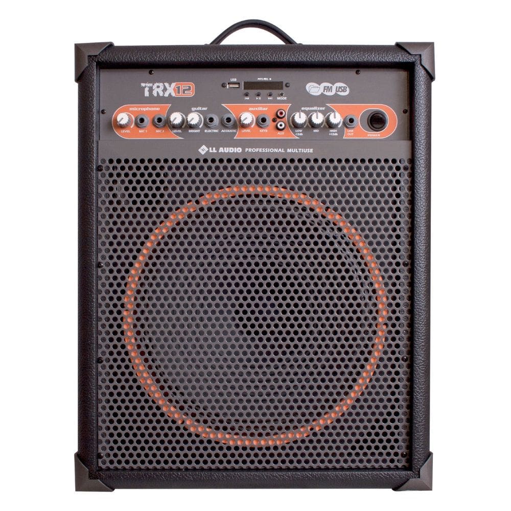 Caixa de Som LL Áudio TRX12 Amplificada, Multiuso, 80W RMS, Bluetooth, USB, FM, Microfone Sem Fio, Bateria 6h, Preto