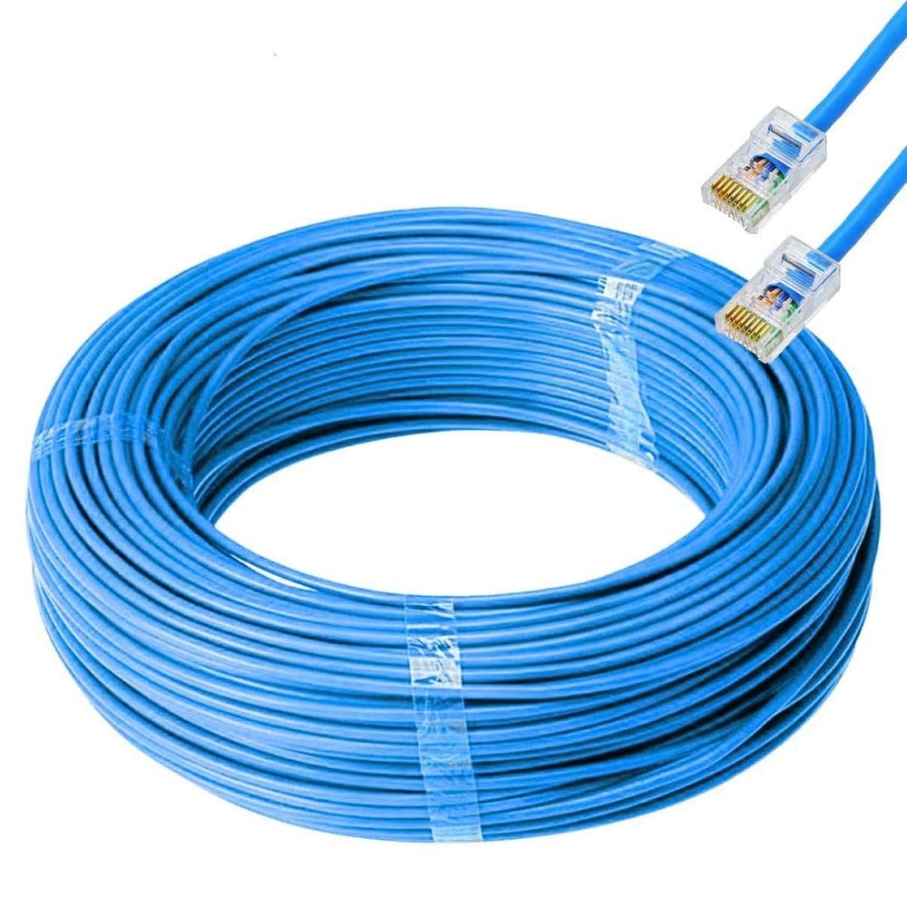 Cabo De Rede Cat6 Furukawa Anatel Montado 50 Metros Azul